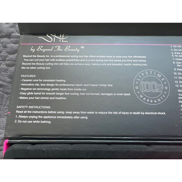 SHE by Beyond the Beauty Curling Volume Iron 18 x 9mm Black &Baby Pink NIB - Picture 8 of 12